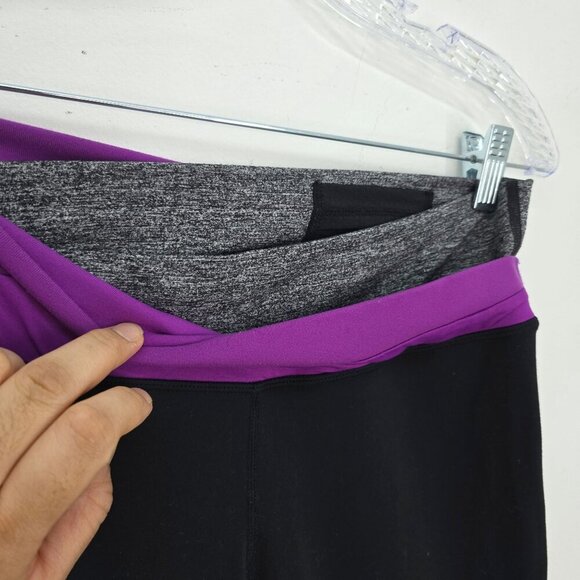 Lululemon Astro Pant Wide Leg Leggings Criss Cross Black Purple Waist 28" - Picture 7 of 7